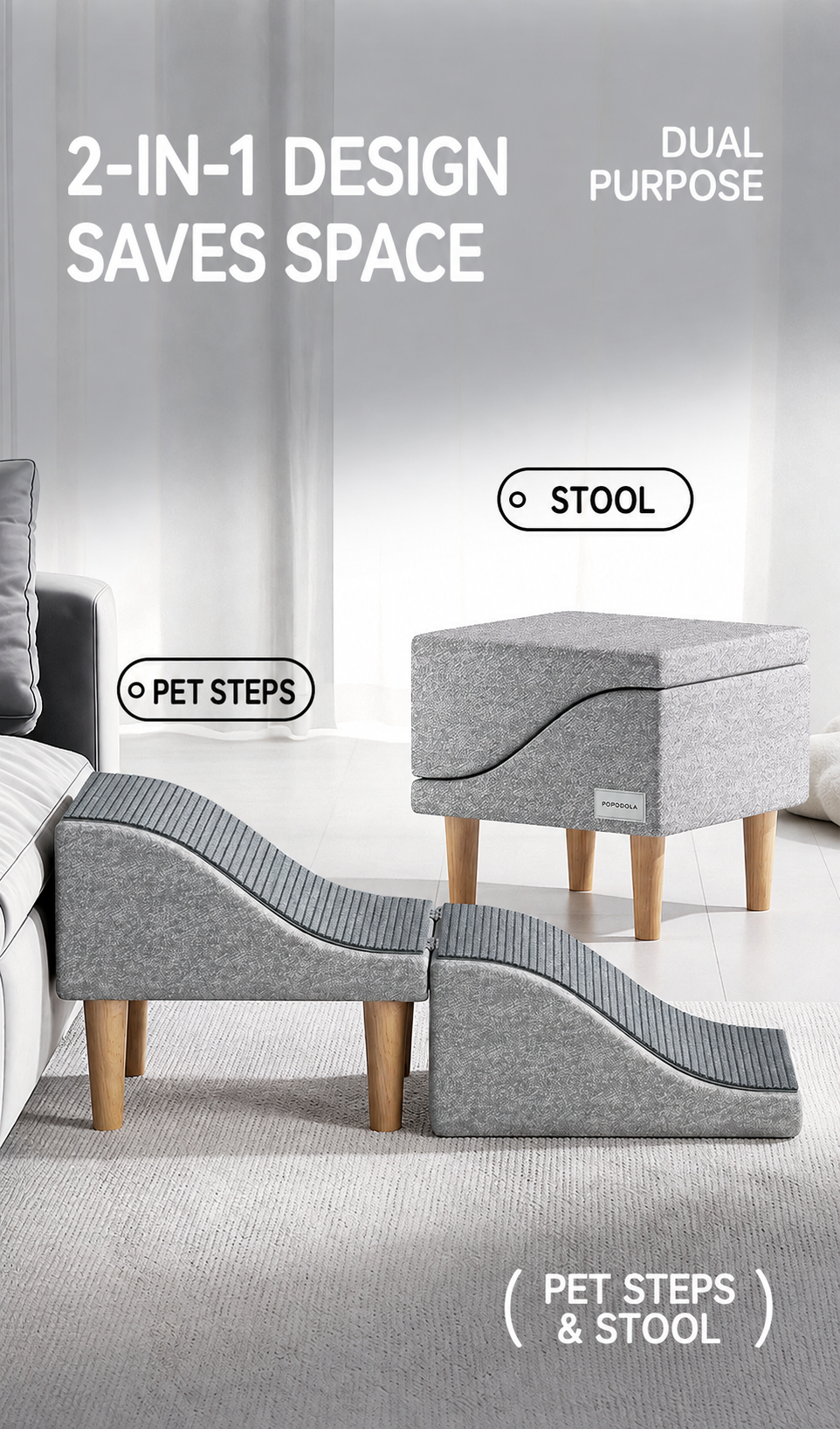 The Foldaway Pet Ramp Ottoman